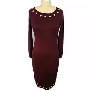 NY Collection Petite Maroon Knit Dress
